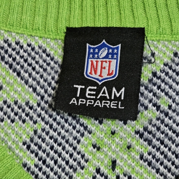 Seattle Seahawks Medium NFL Ugly Christmas Sweater Green Navy Rare Fan Gear - Picture 4 of 7